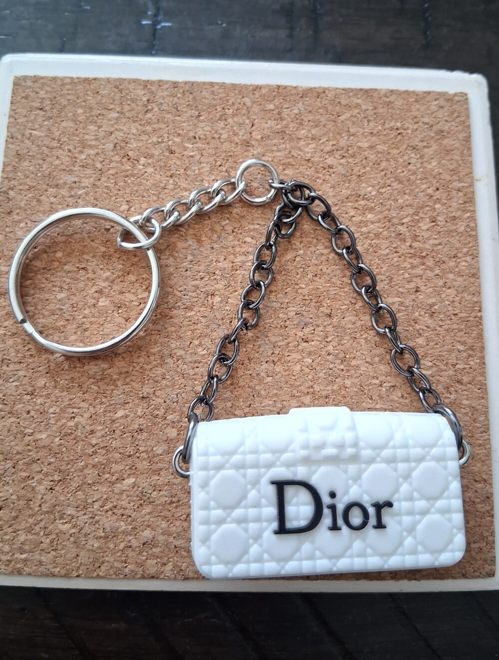 White Mini Fashion Bag Keychain